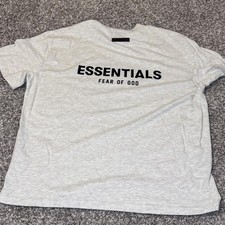 🔥 Fear of God Essentials Oversized Back Logo T-Shirt - Heather Grey