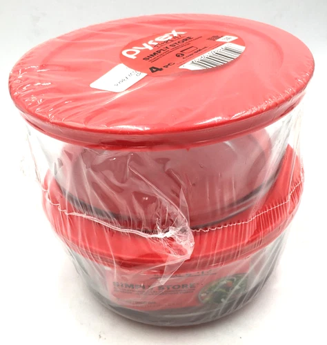 Pyrex Simply Store 4 Cup Glass Bowl Value Pack, Set of 2, New Sealed Plastic