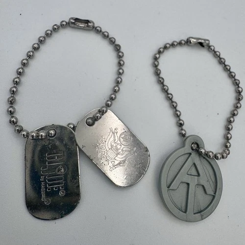 GI Joe Adventure Team Dog Tags Lot of 3 Silver Gray Vintage Set 12” Doll