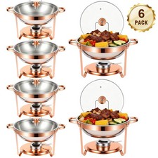 2/4/6Pack 6QT 316 Stainless Steel Round Chafing Dishes for Buffet  Parties