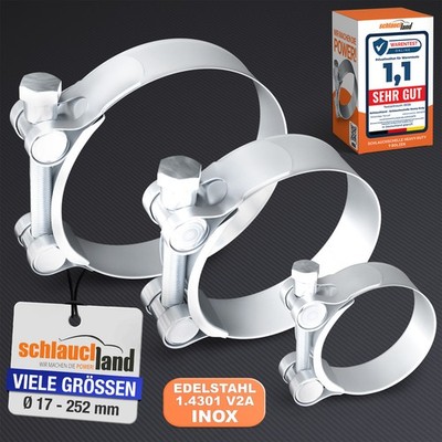 EDELSTAHLSCHELLE W4 EXTRA-STARK SCHLAUCH-SCHELLE Rohr V2A rostfrei AUSWAHL SET