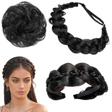 3 Pcs Braided Headbands for Women, Handmade Adjustable Hair Braid Headband