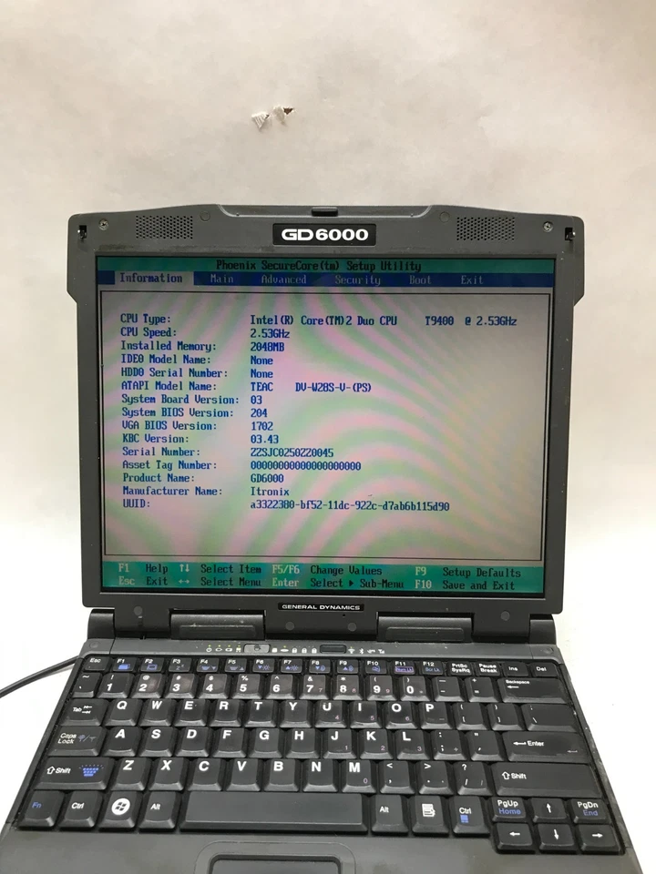 GENERAL DYNAMICS GD6000 Rugged Laptop Intel Core2Duo 2GB RAM NO HDD BOOTS!! - DW - Image 2 of 4