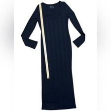 Womens ASOS DESIGN Ribbed Scoop Neck Black Long Sleeve Dress Size 6 fit snug NWT