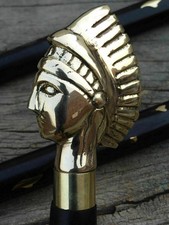 Brass Designer Queen cane Stick Gift Antique Vintage Handle Wooden Walking Style