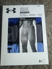Under Armour Essential Cotton Boxerjock 3 Pack Underwear 6  Men  s Blue Medium