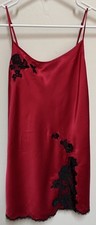 Victoria's Secret Red Satin  Black Lace Lingerie Slip Chemise Nightie Medium