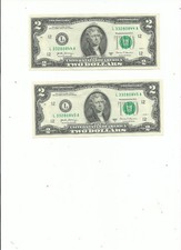 2 Collectible 2017A 2's consecutive serial numbers-L district -FREE SHIPPING 