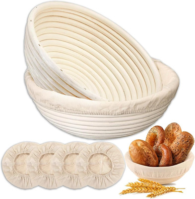 Banneton Bread Proofing Basket - Proofing Basket Set of 2 (9 Inch Round) - Natur