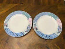 Lot of 2 Studio Nova Medley Y0284 Dinner Plates Fine China Hearts Paisley 10.5"