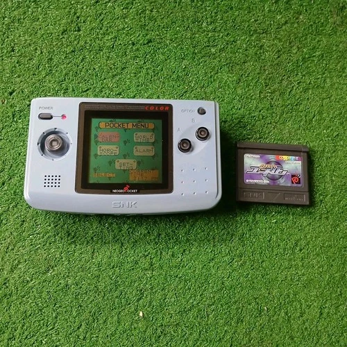 Neo Geo Pocket Color SNK Console Platinum Blue W/Biomotor Unitron Game TESTED 