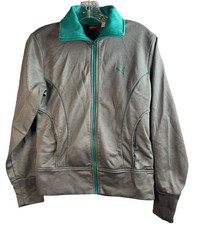 Puma Womens Full Zip Athletic Jacket Sweatshirt Size Small Gray Logo Outerwear