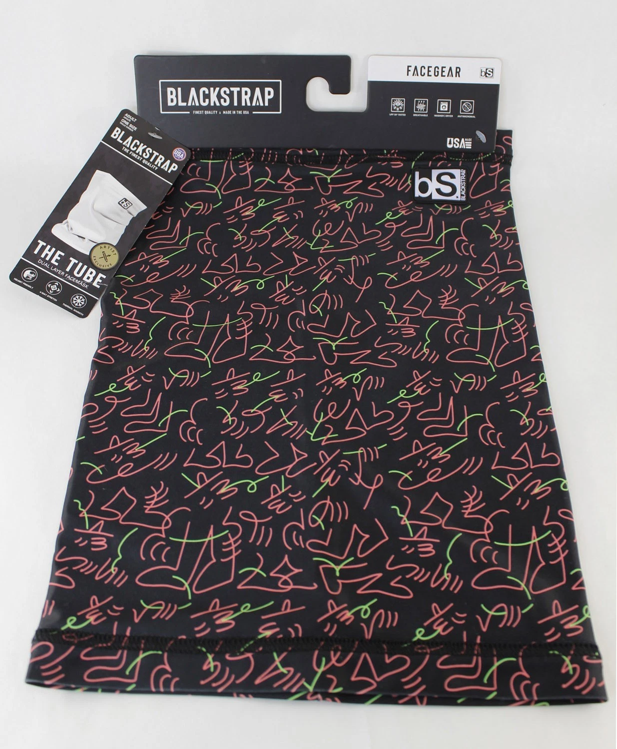 BlackStrap Adult Dual Layer Tube Neck Warmer Facemask Squiggles New