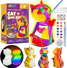 Art Supplies Cat Lamp - Engaging DIY Night Light for Boys Girls