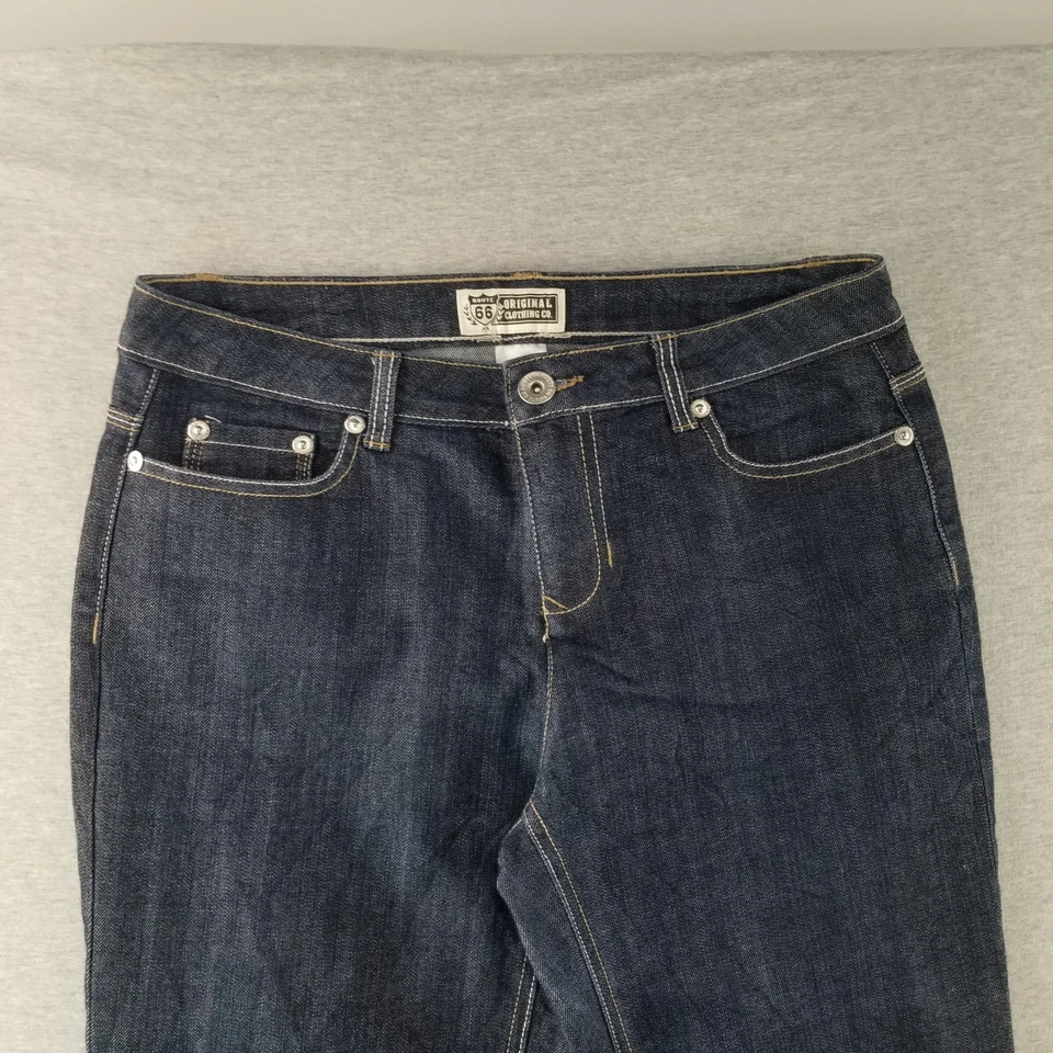 Pantalones de mezclilla Route 66 para mujer talla 7/8 lavado oscuro Normcore lindos elegantes buena calidad de moda Foto 2 de 4