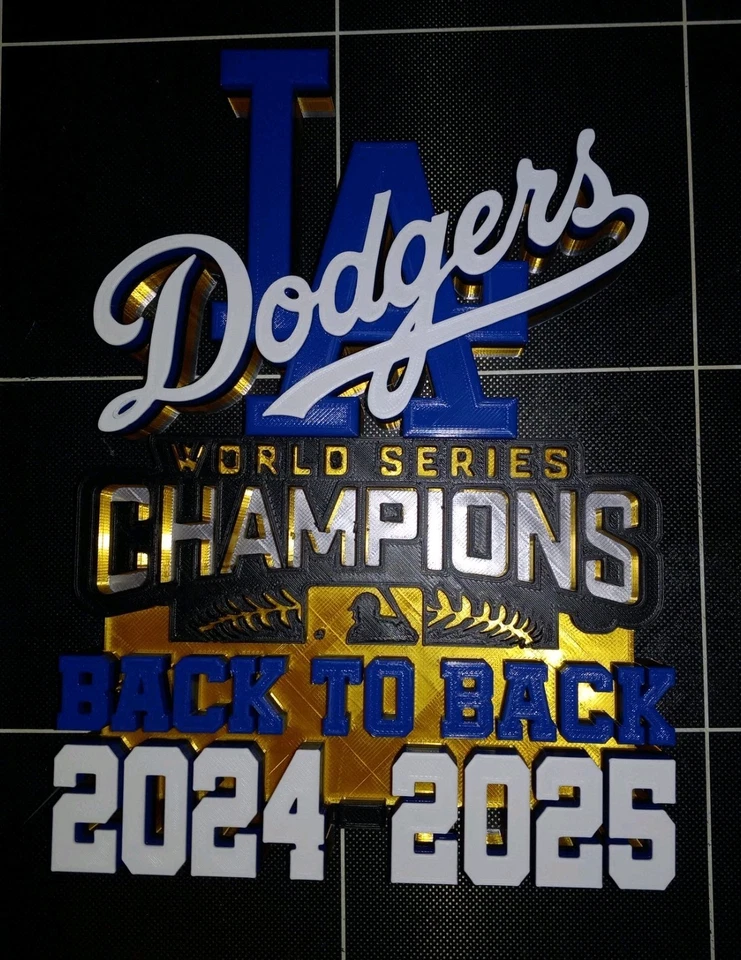 15-Inch LA DODGERS 3D LOGO PLAQUE BACK TO BACK 2024-2025 WORLD SERIES CHAMPIONS - Image 2 of 4