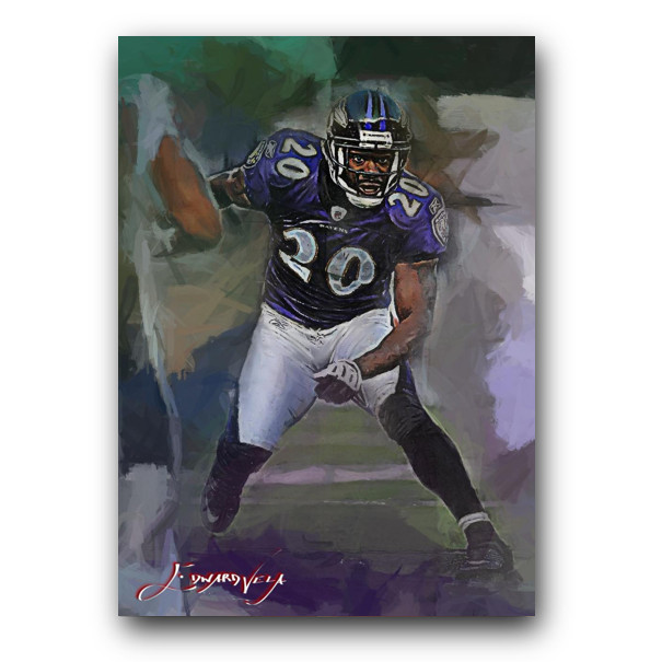 Ed Reed Art Card Limited 28/50 Edward Vela Signed (Baltimore Ravens)