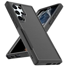 for Samsung Galaxy S22 Ultra Case: Dual Layer Black (PC) + Black (TPU)