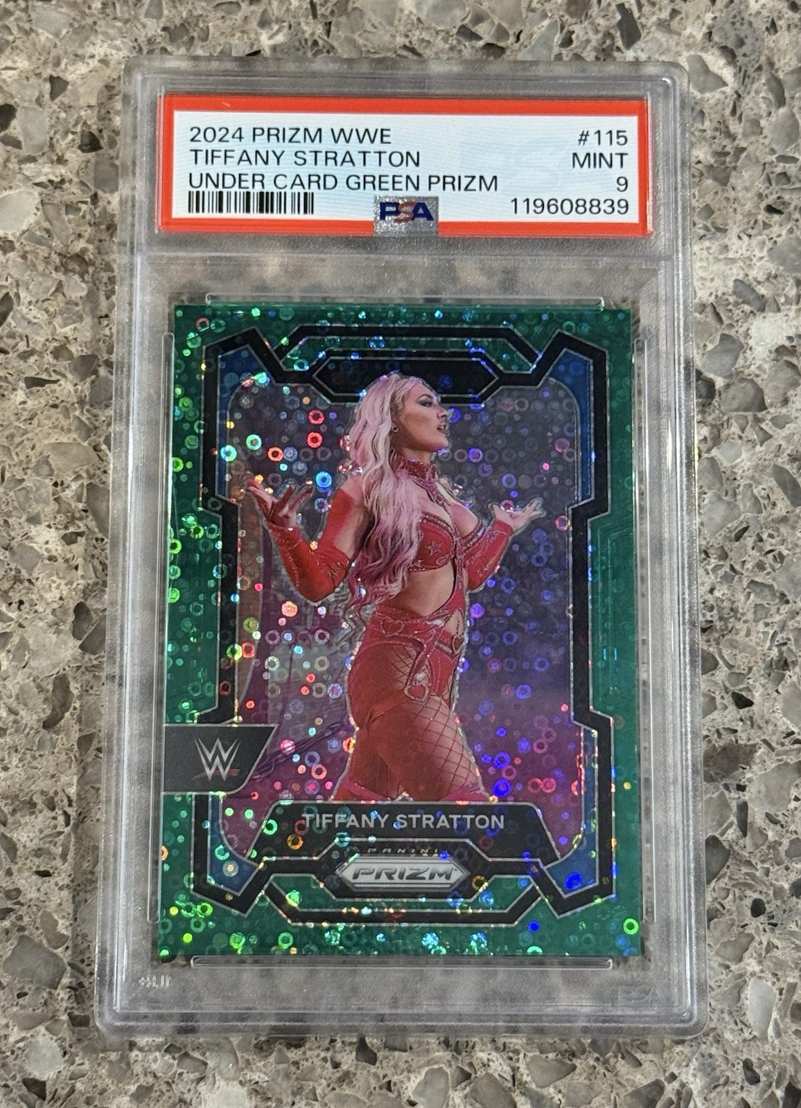 Tiffany Stratton 2024 Panini Prizm WWE Undercard Green Disco #’d/49 PSA 9 MINT