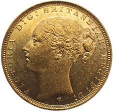 1887-M Queen Victoria Young Head Gold Sovereign