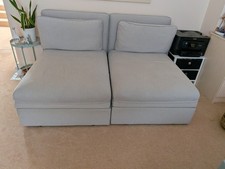 IKEA VALLENTUNA 2 Seat Modular Sofa Bed, 2 Pull Out Single Beds in Light Grey