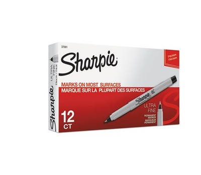 Sharpie Ultra Fine Tip Permanent Marker, Ultra-Fine Needle Tip, Black, Dozen