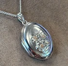 Clogau Welsh Silver & 9ct Rose Gold Forget-Me-Not Locket 22" Wales 925