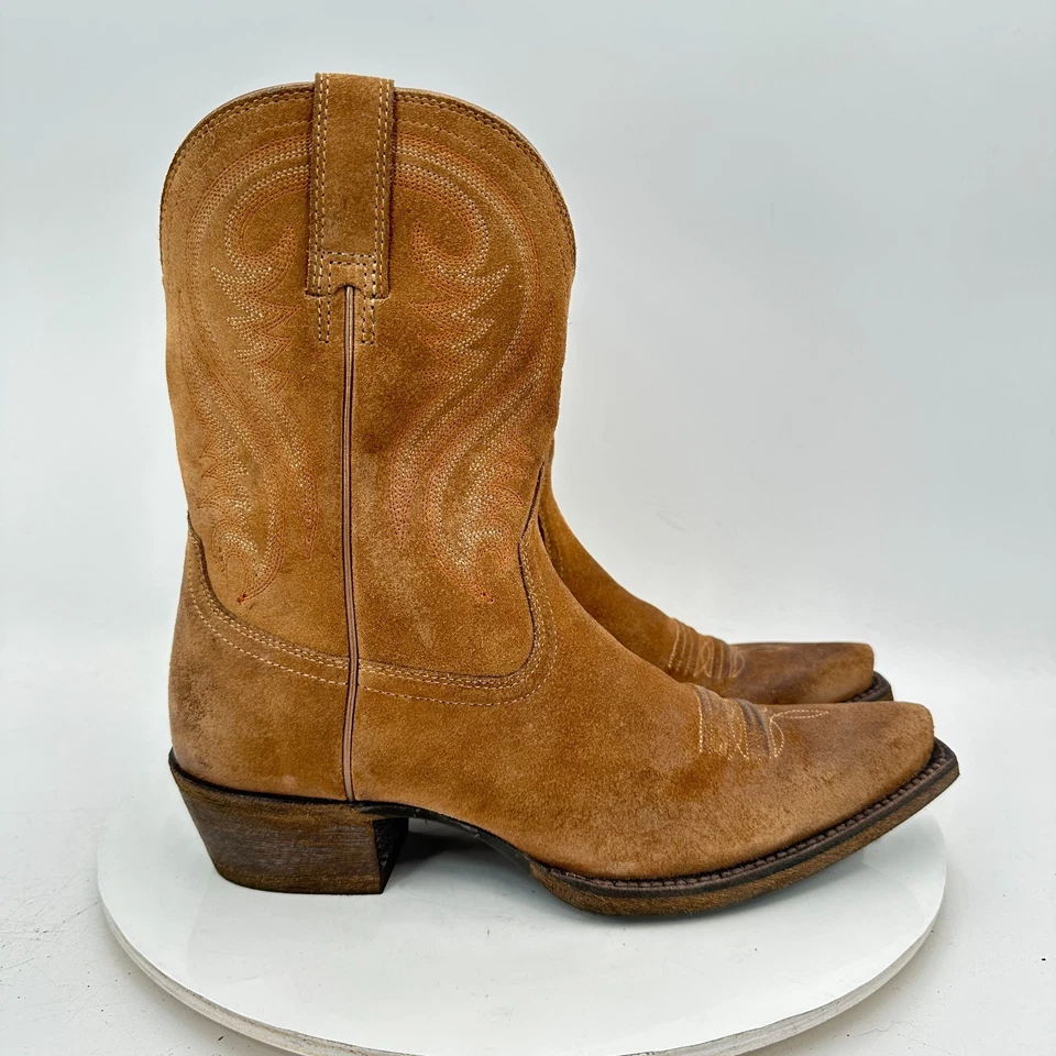 Ariat Women Size 7B Brown Suede Pointed Toe Pull On Western Cowboy Boot - Image 4 of 4