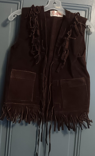 Handmade Vintage "Gaitan" 1960's Brown Suede Fringed Childs Cowboy Western Vest