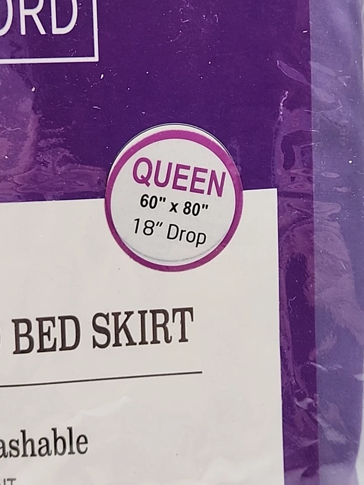 Falda de cama Blissford púrpura con volantes talla queen 60" x 80" 18" caída Foto 2 de 4