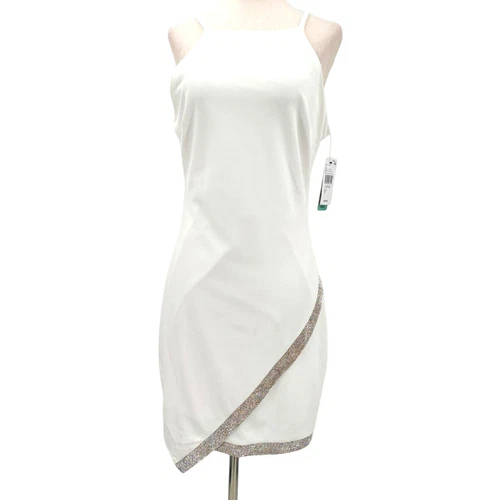 OFF WHITE ABITO BCX tg L Junior Off White abito asimmetrico strass nuovo con etichette B144 difetto