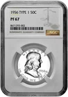 1956 Type 1 50C Proof Silver Franklin Half Dollar NGC Graded PF 67 in New Holder