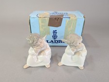 Vintage Lot of 2 Lladro "Angel Thinking" #4539 Glossy & Matte w/ 1 Box