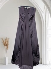 DAVID  S BRIDAL BROWN LONG FORMAL STRAPLESS DRESS W/ CHIFFON DRAPE, PROM SZ 12