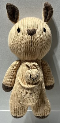 Bobi Craft Kangaroo w Joey Plush Stuffed Animal Toy Crocheted Tan/ Brown