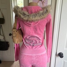 Y2K 2000s OG Juicy Couture fur hooded day dreamer tracksuit