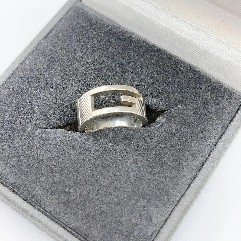 GUCCI Ring Größe 4 Marke G Logo Gravur Design Vintage Silber aus Japan