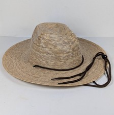 Tula Gardener Lattice Straw Hat Natural Palm Leaf Woven Mexico Wide Brim Sun 