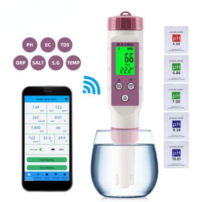 Blue Tooth-compatible Water Quality Pen 7 In 1 PH/EC/TDS/ORP/SALT/S.G/TEMP Meter