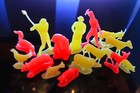 Auburn Rubber Poly Plastics Fluorescent Frontier Figures Animals Vintage Playset — photo 1