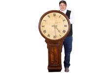 Massive 19th Century George III Walnut Tavern Wall Clock 