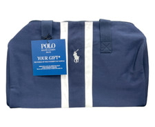 The World Of Polo Navy Blue and White Father's Day Duffle 20" W x 9.5" H NEW