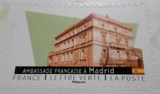 TIMBRE STAMP AMBASSADE FRANCE MADRID 2024 ARCHITECTURE AUTOADHESIF neuf**