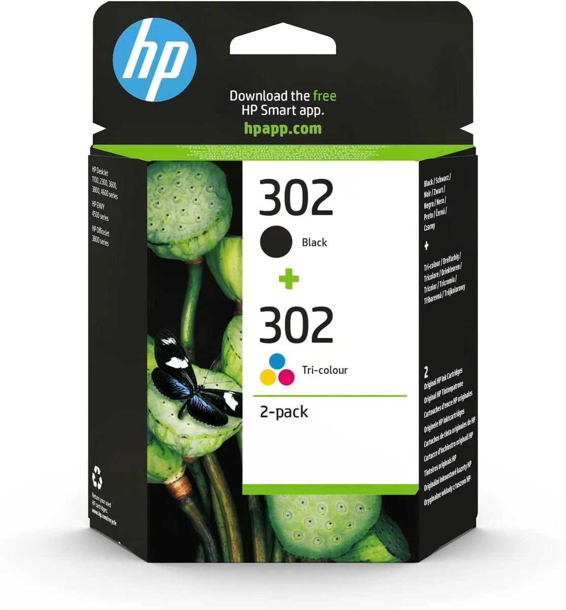 Genuine HP 302 Black or Colour Ink Cartridges F6U65A, F6U66A or