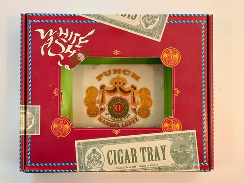 2 Cigar Ashtrays – Romeo y Julieta & Punch Manuel Lopez – White Ash Ceramic Tray - Bild 8 von 15