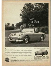 1960 AUSTIN HEALEY Sprite driven by pretty girl Vintage Print Ad