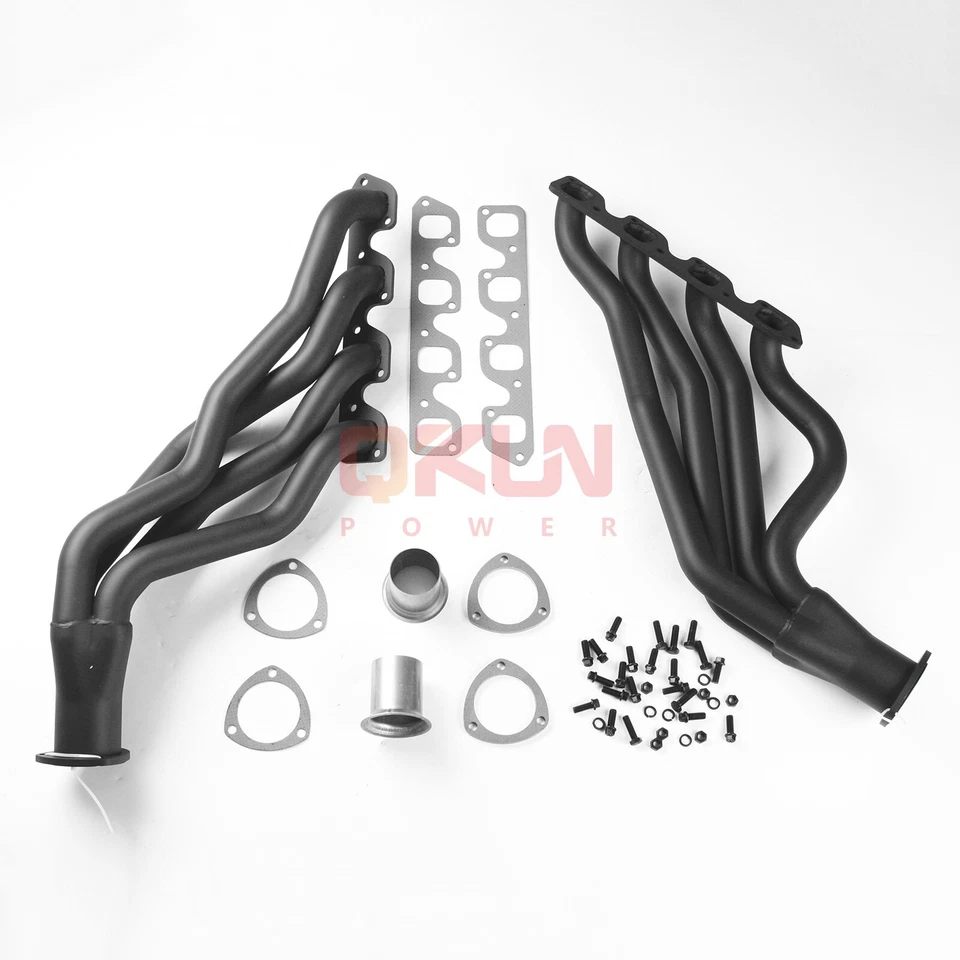 LONG TUBE HEADERS FOR 1970-1974 FORD MUSTANG MERCURY COUGAR MONTEGO PAIR BLACK - Image 3 of 4