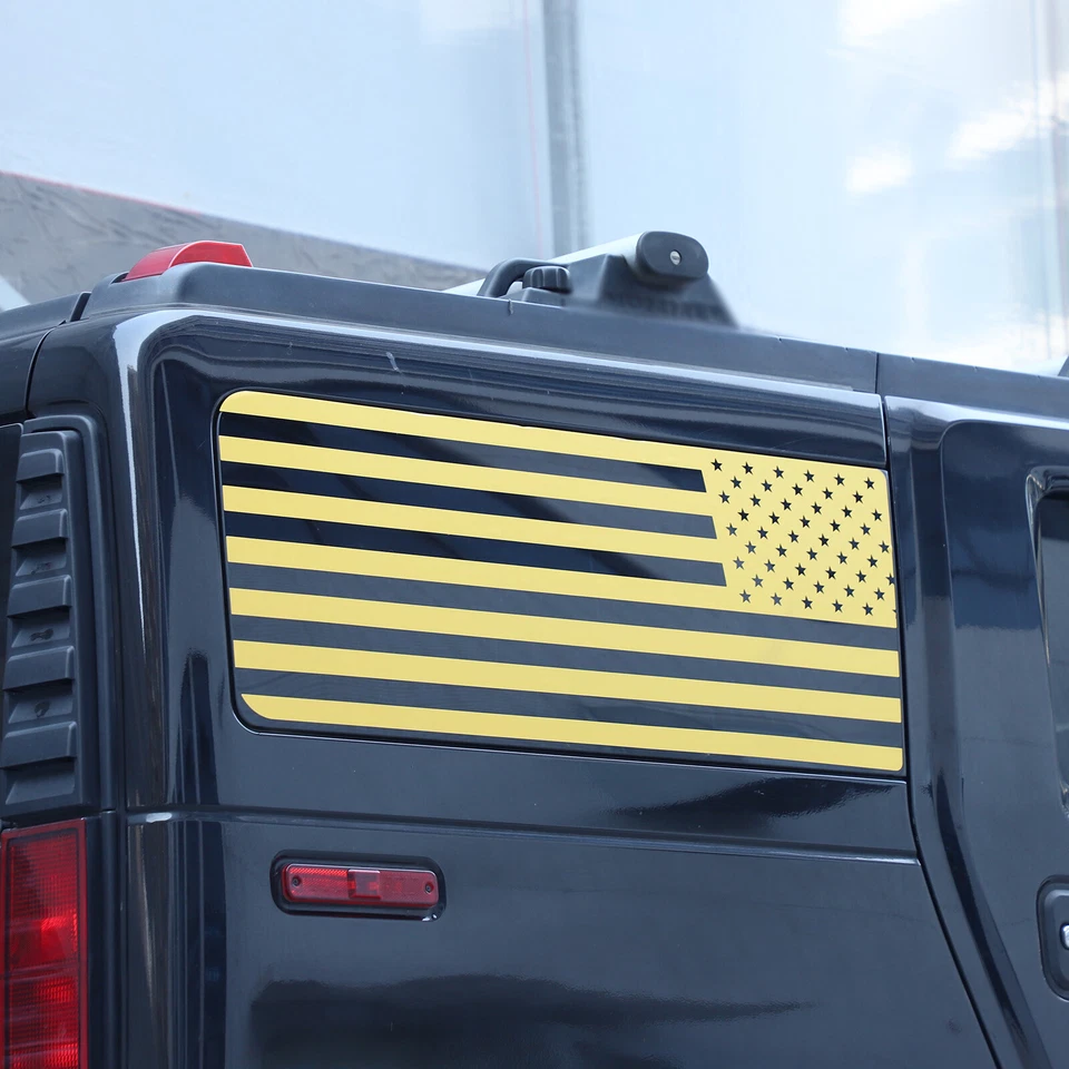 Vinilos calcomanías gráficas de vidrio con bandera amarilla de Estados Unidos para Hummer H2 2003-09 Foto 2 de 4