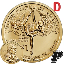 (1 Coin) 2023 D NATIVE AMERICAN SACAGAWEA MARIA TALLCHIEF BU DOLLAR
