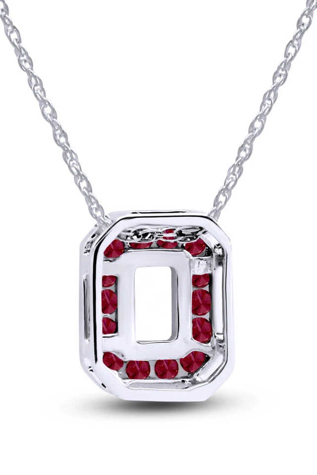 Ohio State Buckeye Colgante 18" Collar Simulado Rubí Rojo Piedras Preciosas Oro 10K Foto 3 de 4